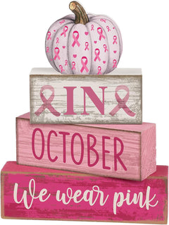 Lineshading 4 Pcs Pink Halloween Tiered Tray Decor, Wooden Ghost Signs