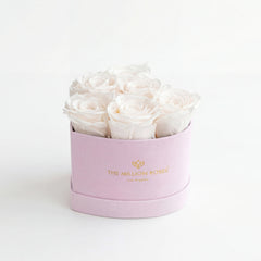 Baby Heart Light Pink Suede Box | White Roses