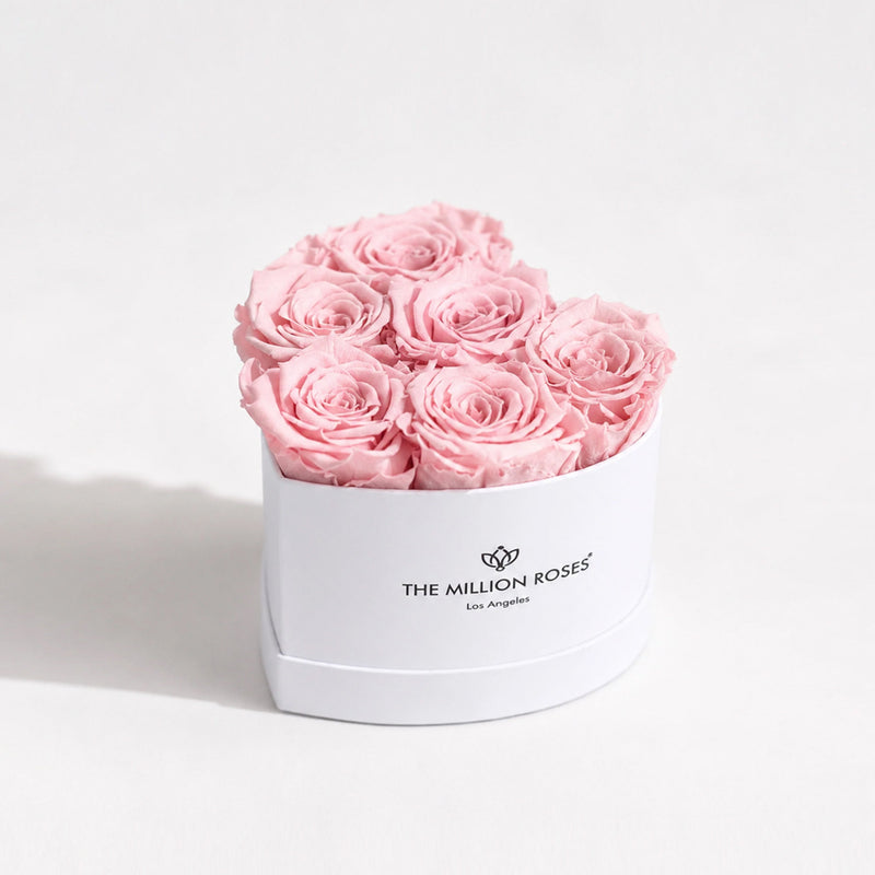 Baby Heart White Box | Light Pink Roses