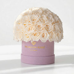 Classic Light Pink Suede Superdome Box | White Roses