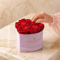 Baby Heart Light Pink Suede Box | Red Roses