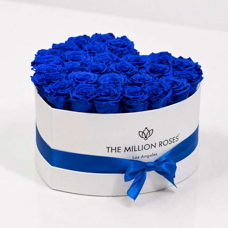 Heart White Box | Royal Blue Roses